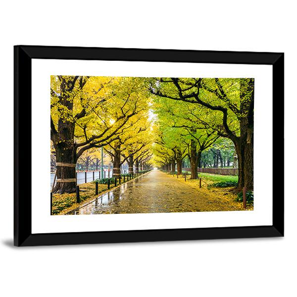 Autumn Park Tokyo Canvas Wall Art-3 Horizontal-Gallery Wrap-25" x 16"-Tiaracle