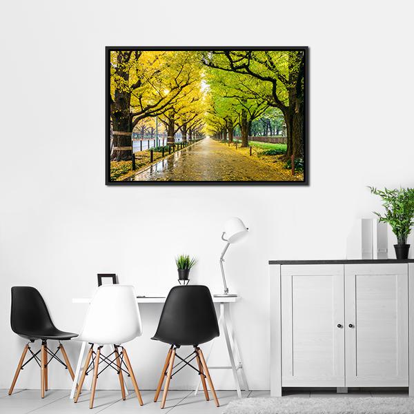 Autumn Park Tokyo Canvas Wall Art-1 Piece-Floating Frame-24" x 16"-Tiaracle