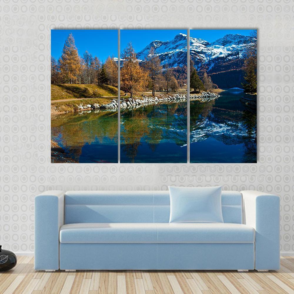 Silvaplana Lake Switzerland Canvas Wall Art-3 Horizontal-Gallery Wrap-37" x 24"-Tiaracle