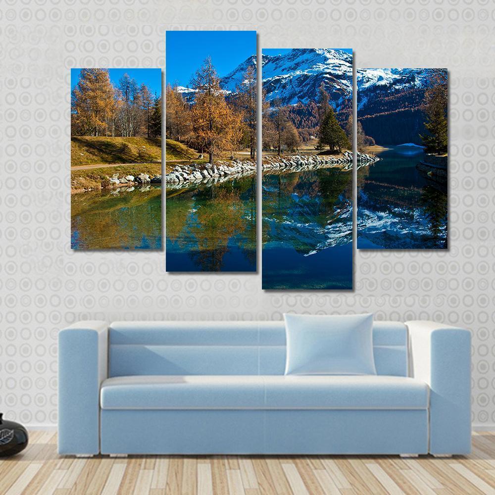 Silvaplana Lake Switzerland Canvas Wall Art-4 Pop-Gallery Wrap-50" x 32"-Tiaracle