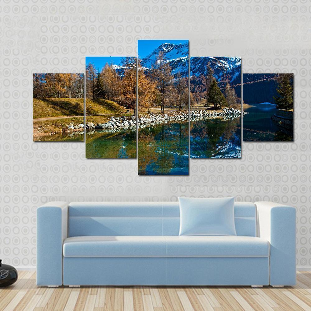 Silvaplana Lake Switzerland Canvas Wall Art-5 Star-Gallery Wrap-62" x 32"-Tiaracle