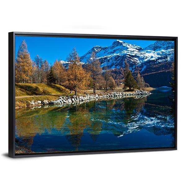 Silvaplana Lake Switzerland Canvas Wall Art-3 Horizontal-Gallery Wrap-25" x 16"-Tiaracle