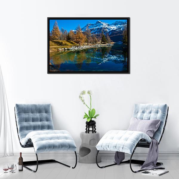 Silvaplana Lake Switzerland Canvas Wall Art-3 Horizontal-Gallery Wrap-25" x 16"-Tiaracle