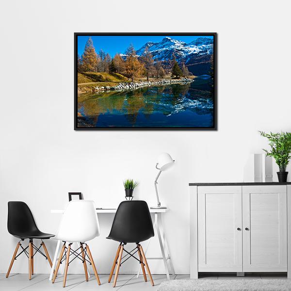 Silvaplana Lake Switzerland Canvas Wall Art-3 Horizontal-Gallery Wrap-25" x 16"-Tiaracle