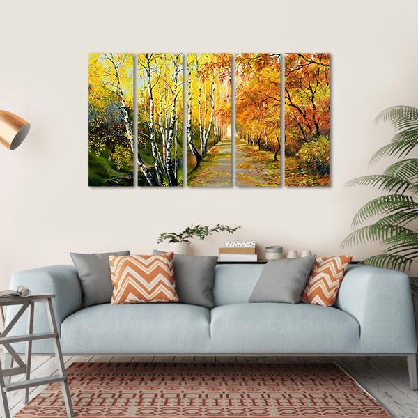 Autumn Road Along The Channel Canvas Wall Art-5 Horizontal-Gallery Wrap-22" x 12"-Tiaracle