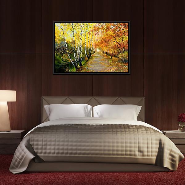 Autumn Road Along The Channel Canvas Wall Art-5 Horizontal-Gallery Wrap-22" x 12"-Tiaracle