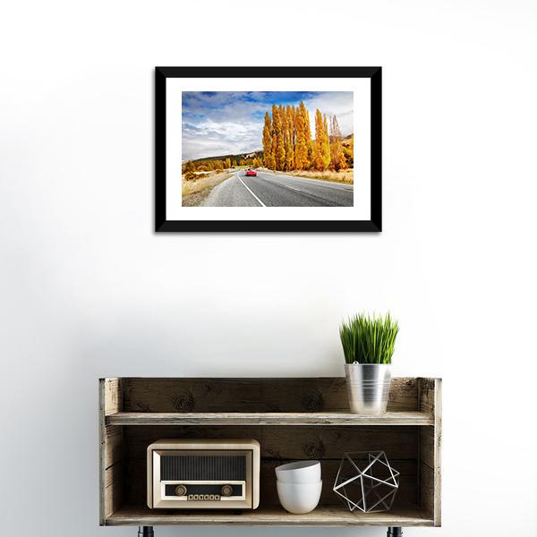 Autumn Road New Zealand Canvas Wall Art-1 Piece-Framed Print-20" x 16"-Tiaracle