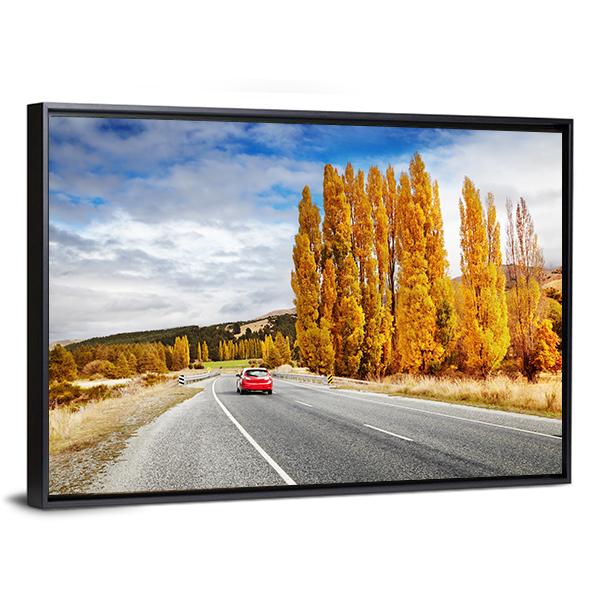 Autumn Road New Zealand Canvas Wall Art-3 Horizontal-Gallery Wrap-25" x 16"-Tiaracle
