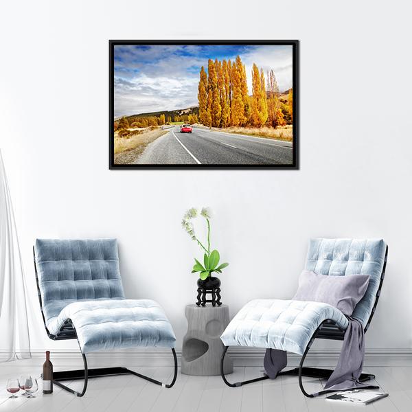 Autumn Road New Zealand Canvas Wall Art-3 Horizontal-Gallery Wrap-25" x 16"-Tiaracle