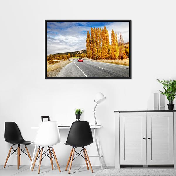 Autumn Road New Zealand Canvas Wall Art-3 Horizontal-Gallery Wrap-25" x 16"-Tiaracle