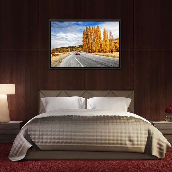 Autumn Road New Zealand Canvas Wall Art-3 Horizontal-Gallery Wrap-25" x 16"-Tiaracle
