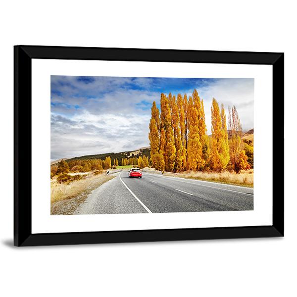 Autumn Road New Zealand Canvas Wall Art-3 Horizontal-Gallery Wrap-25" x 16"-Tiaracle