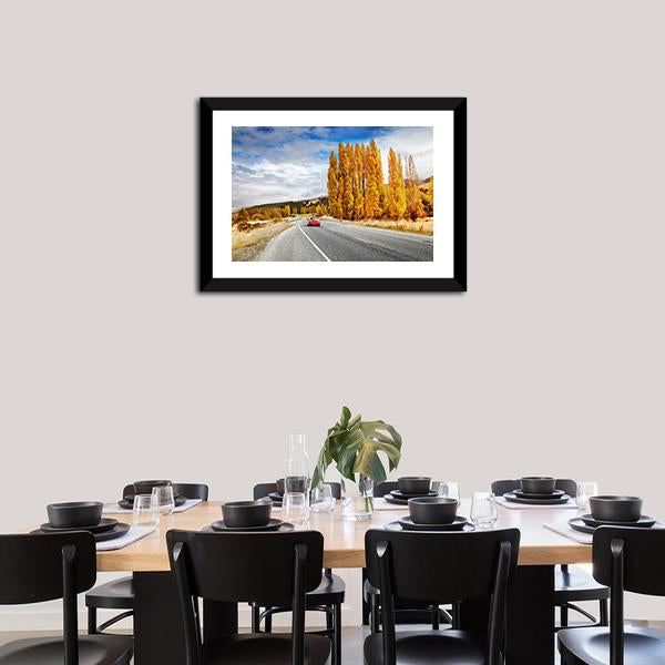 Autumn Road New Zealand Canvas Wall Art-3 Horizontal-Gallery Wrap-25" x 16"-Tiaracle