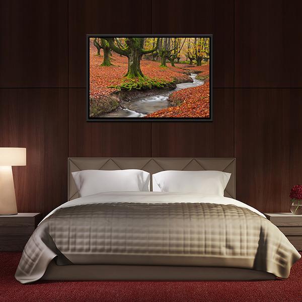 Autumn Season In Forest Canvas Wall Art-3 Horizontal-Gallery Wrap-25" x 16"-Tiaracle
