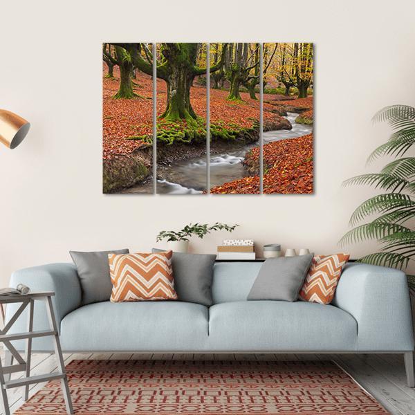 Autumn Season In Forest Canvas Wall Art-5 Horizontal-Gallery Wrap-22" x 12"-Tiaracle