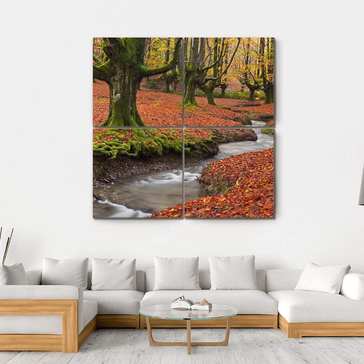 Autumn Season In Forest Canvas Wall Art-4 Square-Gallery Wrap-17" x 17"-Tiaracle