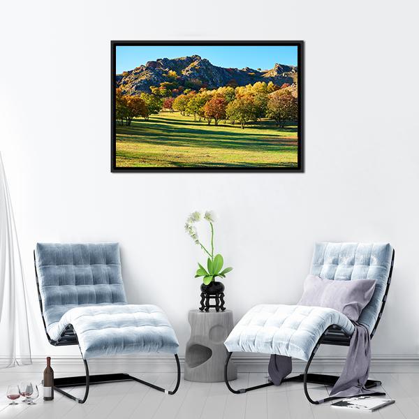 Autumn Steppe Sun Setting Canvas Wall Art-3 Horizontal-Gallery Wrap-25" x 16"-Tiaracle