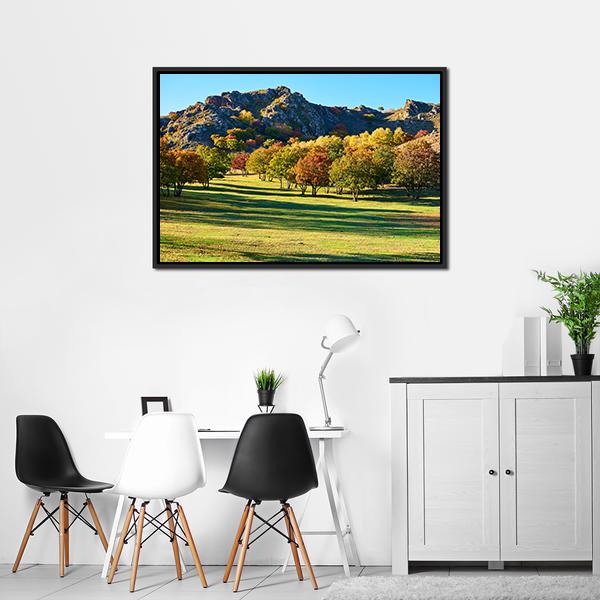 Autumn Steppe Sun Setting Canvas Wall Art-3 Horizontal-Gallery Wrap-25" x 16"-Tiaracle