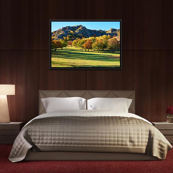 Autumn Steppe Sun Setting Canvas Wall Art-3 Horizontal-Gallery Wrap-25" x 16"-Tiaracle