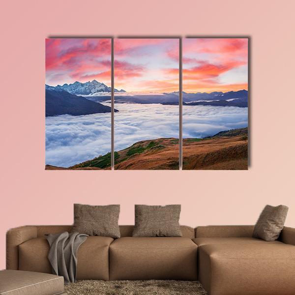 Sunrise At Mt Tetnuld Canvas Wall Art-3 Horizontal-Gallery Wrap-25" x 16"-Tiaracle