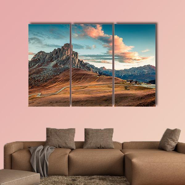 Autumn Sunrise In Dolomite Alps Canvas Wall Art-3 Horizontal-Gallery Wrap-37" x 24"-Tiaracle