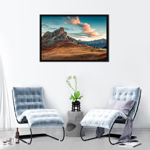 Autumn Sunrise In Dolomite Alps Canvas Wall Art-3 Horizontal-Gallery Wrap-25" x 16"-Tiaracle