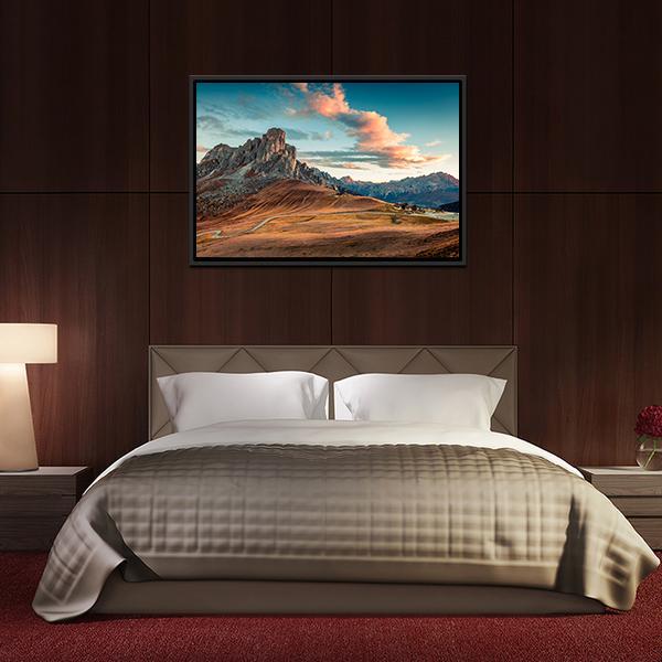 Autumn Sunrise In Dolomite Alps Panoramic Canvas Wall Art-1 Piece-36" x 12"-Tiaracle