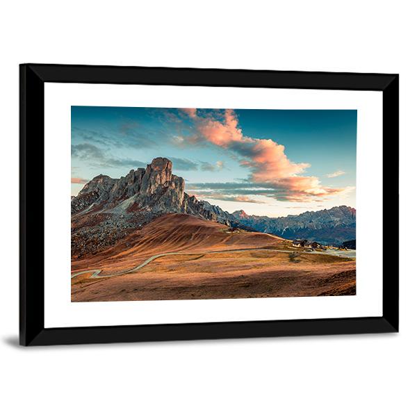Autumn Sunrise In Dolomite Alps Panoramic Canvas Wall Art-1 Piece-36" x 12"-Tiaracle