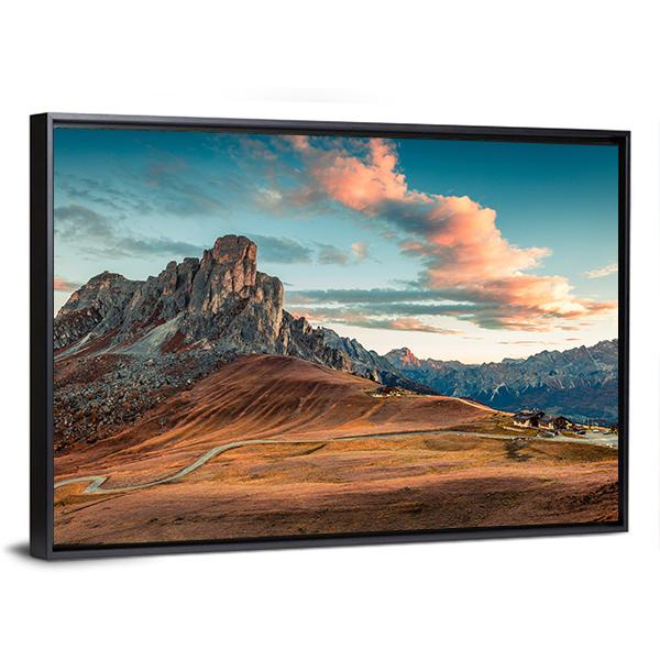 Autumn Sunrise In Dolomite Alps Panoramic Canvas Wall Art-1 Piece-36" x 12"-Tiaracle