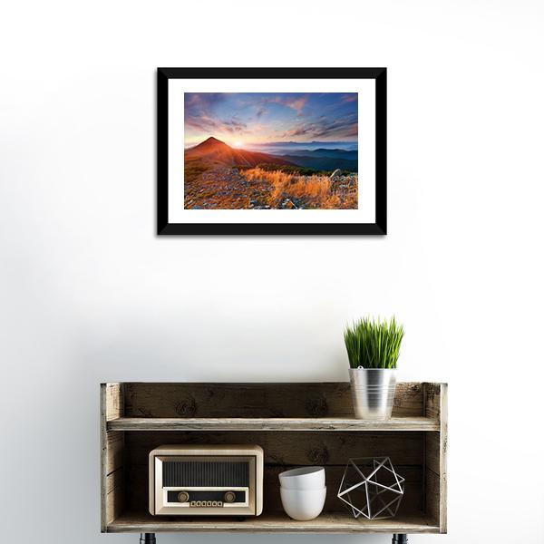 Autumn Sunrise Over Mountains Canvas Wall Art-1 Piece-Framed Print-20" x 16"-Tiaracle