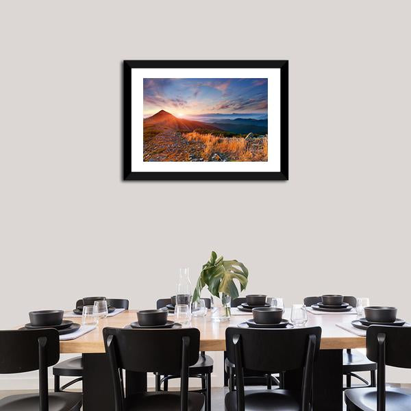 Autumn Sunrise Over Mountains Canvas Wall Art-3 Horizontal-Gallery Wrap-25&quot; x 16&quot;-Tiaracle