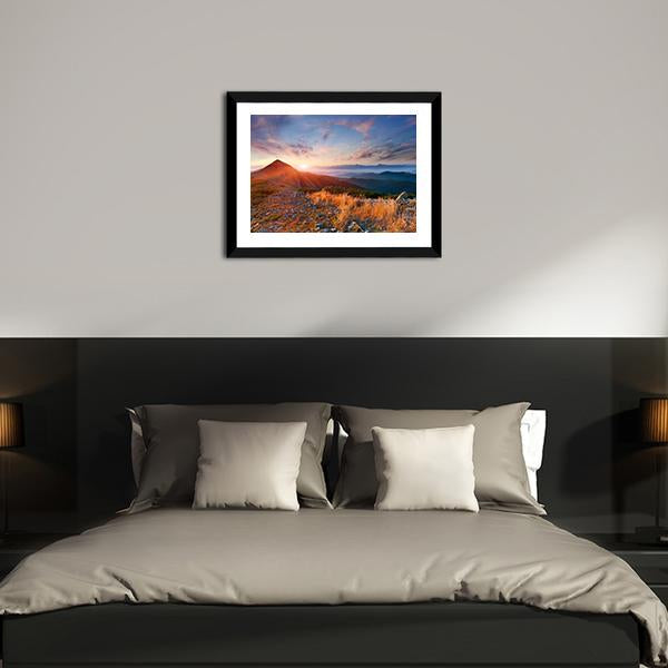 Autumn Sunrise Over Mountains Canvas Wall Art-3 Horizontal-Gallery Wrap-25&quot; x 16&quot;-Tiaracle