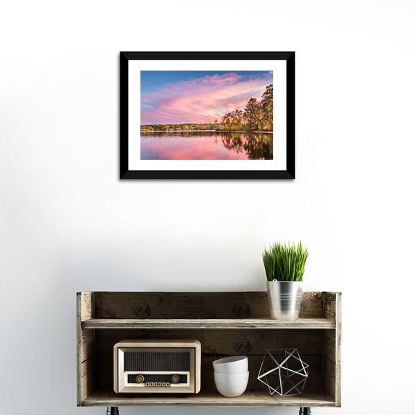 Autumn Sunset At Hamilton Lake Canvas Wall Art-1 Piece-Framed Print-20" x 16"-Tiaracle