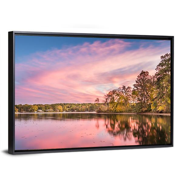 Autumn Sunset At Hamilton Lake Canvas Wall Art-3 Horizontal-Gallery Wrap-25" x 16"-Tiaracle