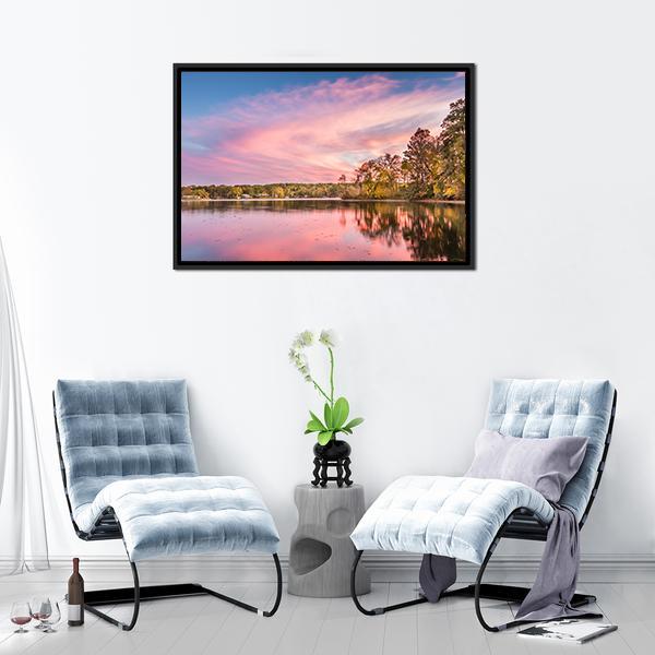 Autumn Sunset At Hamilton Lake Canvas Wall Art-3 Horizontal-Gallery Wrap-25" x 16"-Tiaracle