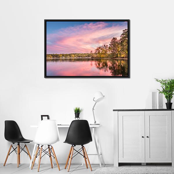 Autumn Sunset At Hamilton Lake Canvas Wall Art-3 Horizontal-Gallery Wrap-25" x 16"-Tiaracle