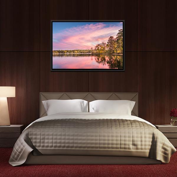 Autumn Sunset At Hamilton Lake Canvas Wall Art-3 Horizontal-Gallery Wrap-25" x 16"-Tiaracle