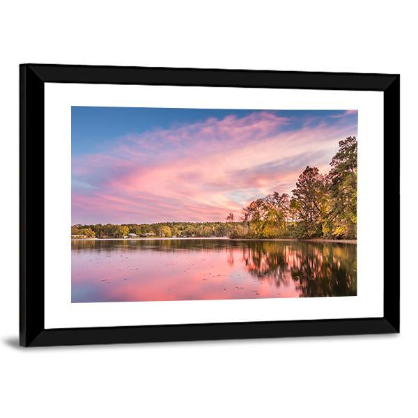 Autumn Sunset At Hamilton Lake Canvas Wall Art-3 Horizontal-Gallery Wrap-25" x 16"-Tiaracle