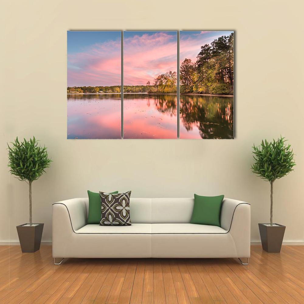 Autumn Sunset At Hamilton Lake Canvas Wall Art-3 Horizontal-Gallery Wrap-37" x 24"-Tiaracle