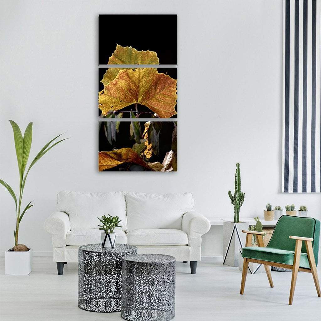 Autumn Tree Leaves Vertical Canvas Wall Art-3 Vertical-Gallery Wrap-12" x 25"-Tiaracle