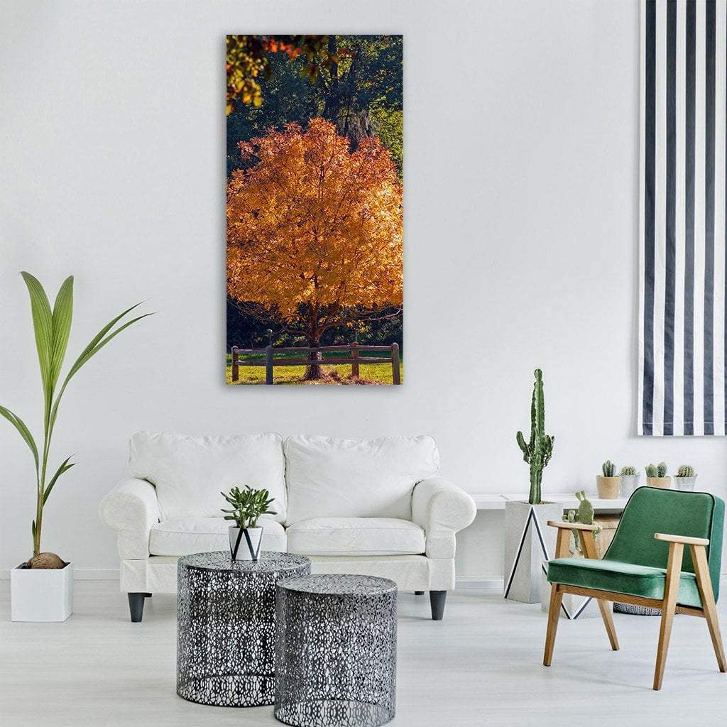 Autumn Tree Vertical Canvas Wall Art-1 Vertical-Gallery Wrap-12" x 24"-Tiaracle