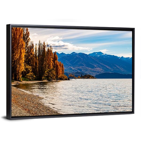 Autumn Trees At Wanaka Lake Canvas Wall Art-3 Horizontal-Gallery Wrap-25" x 16"-Tiaracle