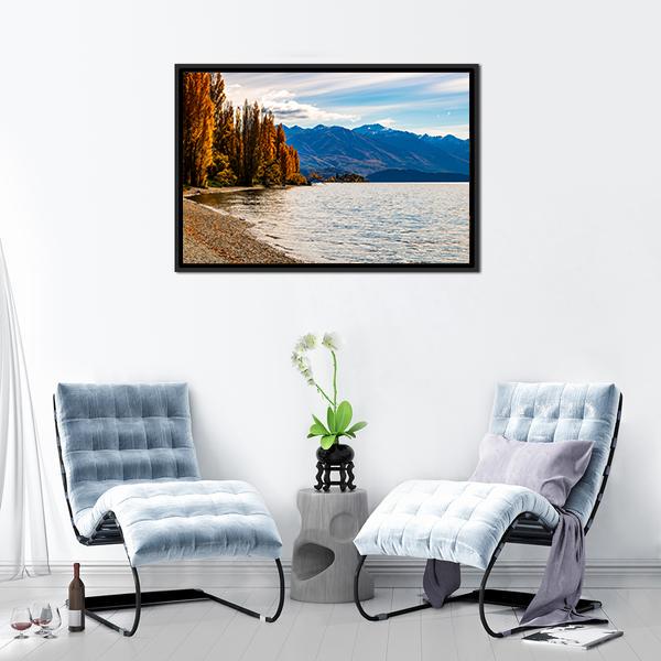 Autumn Trees At Wanaka Lake Canvas Wall Art-3 Horizontal-Gallery Wrap-25" x 16"-Tiaracle