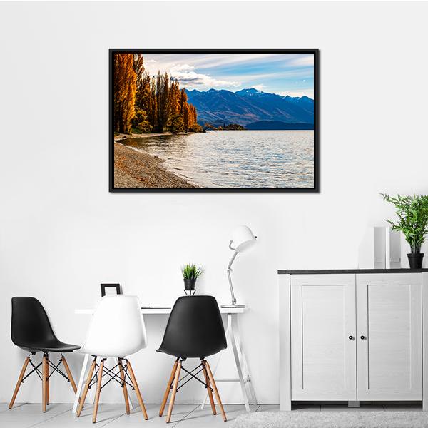 Autumn Trees At Wanaka Lake Canvas Wall Art-3 Horizontal-Gallery Wrap-25" x 16"-Tiaracle
