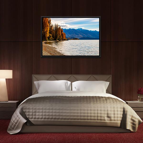 Autumn Trees At Wanaka Lake Canvas Wall Art-3 Horizontal-Gallery Wrap-25" x 16"-Tiaracle