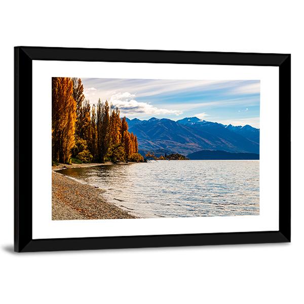 Autumn Trees At Wanaka Lake Canvas Wall Art-3 Horizontal-Gallery Wrap-25" x 16"-Tiaracle