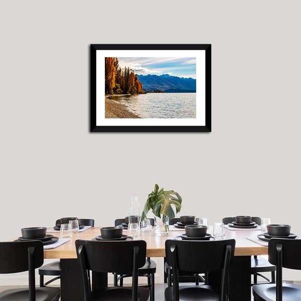 Autumn Trees At Wanaka Lake Canvas Wall Art-3 Horizontal-Gallery Wrap-25" x 16"-Tiaracle