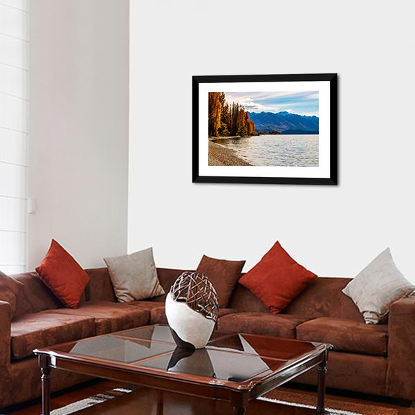 Autumn Trees At Wanaka Lake Canvas Wall Art-3 Horizontal-Gallery Wrap-25" x 16"-Tiaracle