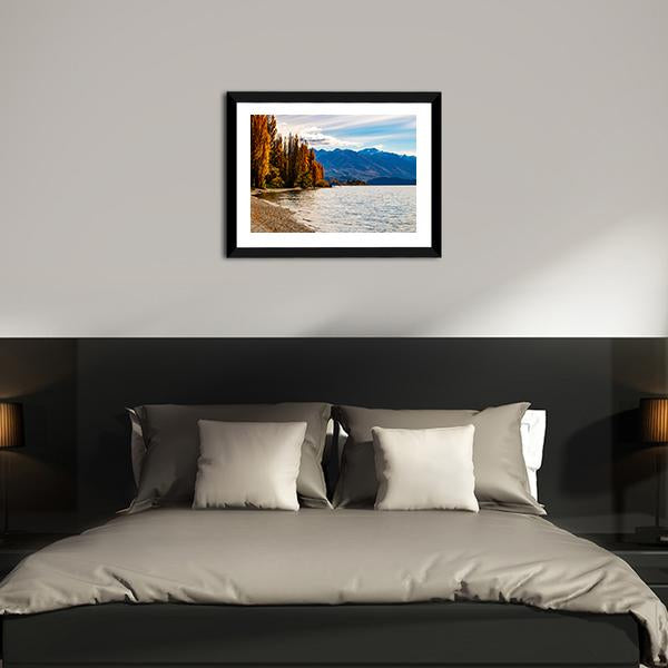 Autumn Trees At Wanaka Lake Canvas Wall Art-3 Horizontal-Gallery Wrap-25" x 16"-Tiaracle
