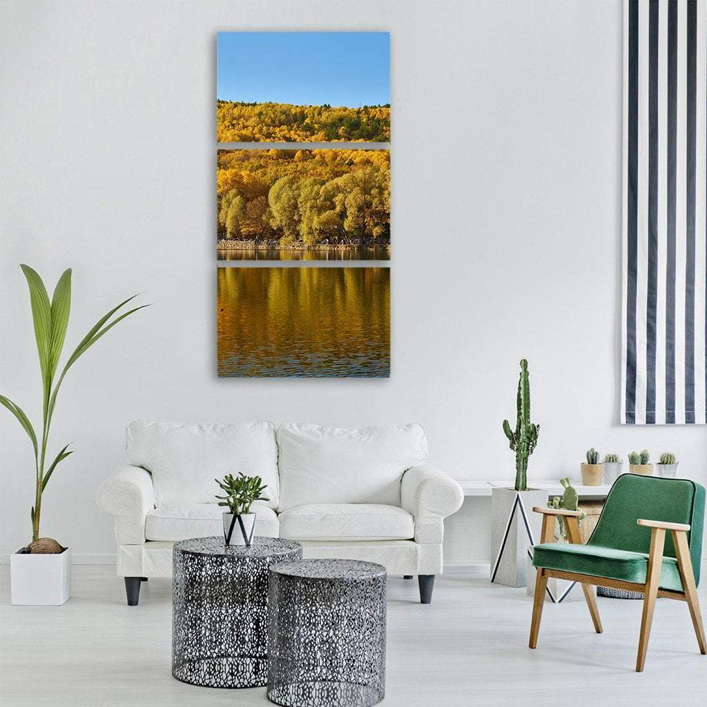 Autumn Trees At Lake Vertical Canvas Wall Art-1 Vertical-Gallery Wrap-12" x 24"-Tiaracle